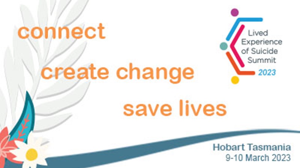 Lived Experience Summit logo with text: Connect create change save lives
